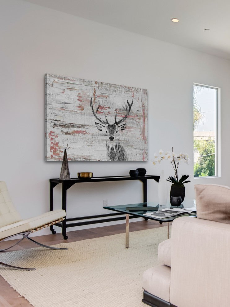 "Deer Glare" Painting Print on Wrapped Canvas, 18"x12"