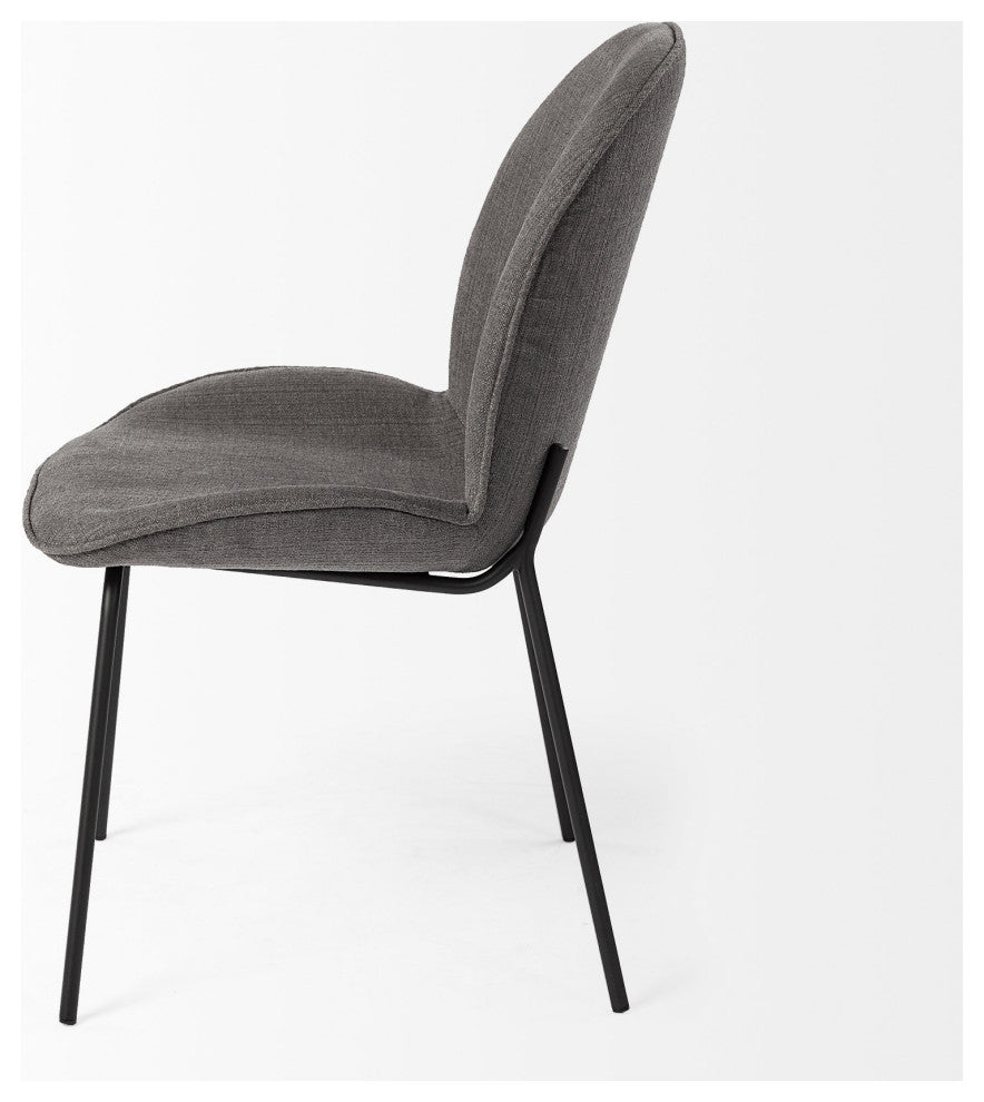 Black and Gray Flaired Seat Fabric Dining Chair