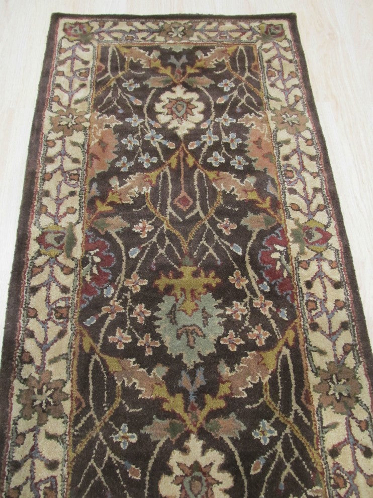EORC Hand-tufted Wool Brown Traditional Oriental Morris Rug, Rectangular 4'x6'