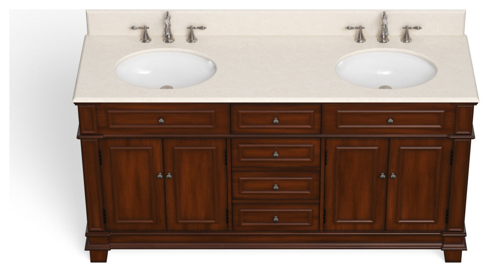 The Bergen Bathroom Vanity, Brown, 70", Double Sink, Freestanding
