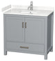 36" Single Bathroom Vanity, Gray, Carrara Cultured Marble Countertop, Sink