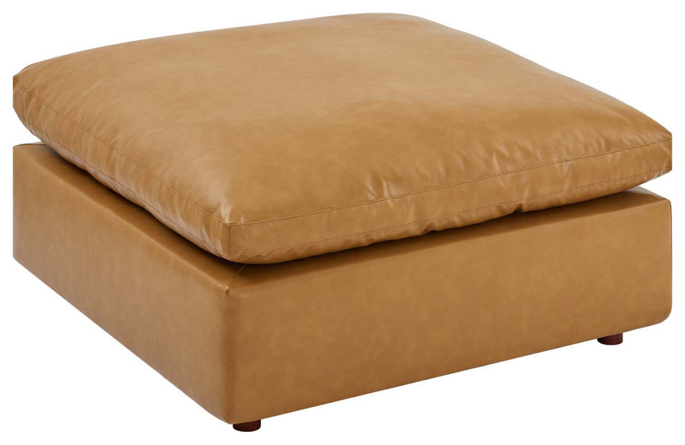 Commix Down Filled Overstuffed Vegan Leather 5-Piece Sectional Sofa - Tan