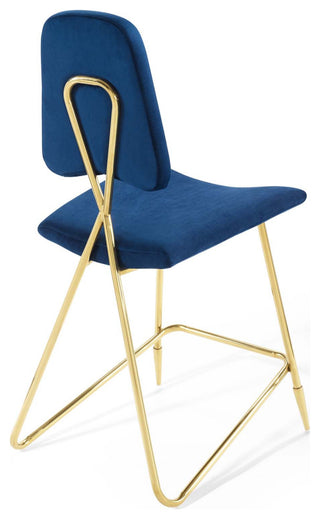 Ponder Counter Stool Performance Velvet Set of 2, Navy