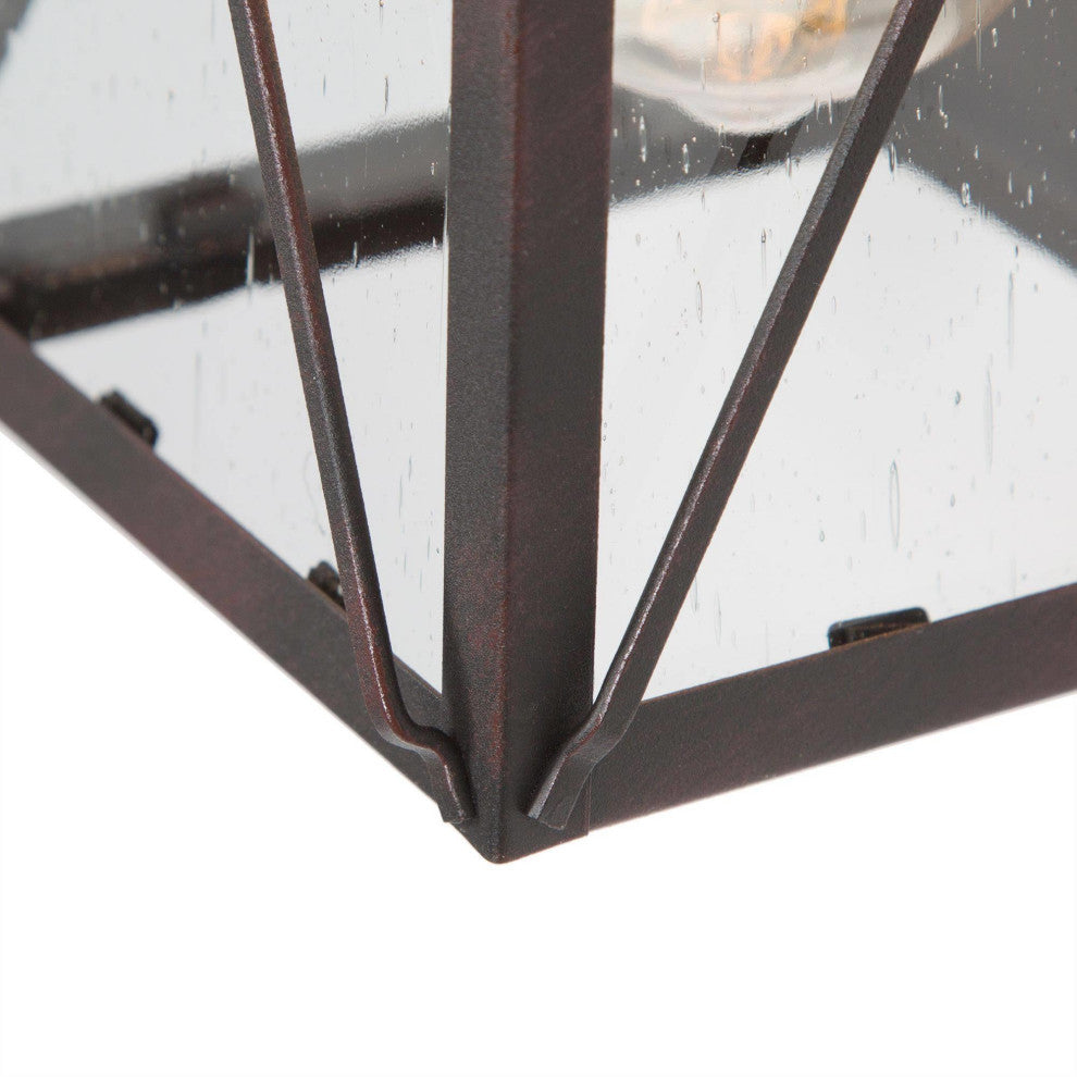 1-Light Seeded Glass X Outdoor Wall Lamp, Set of 2, 12.5"H, Antique Bronze