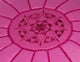 Moroccan Leather Pouf Ottoman, Fuschia, Stuffed