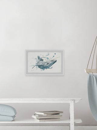 "Blue Whale Splash" Framed Painting Print, 24"x16"