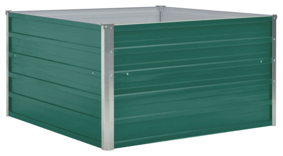 Vidaxl Raised Garden Bed 39.4"x39.4"x17.7" Galvanized Steel Green