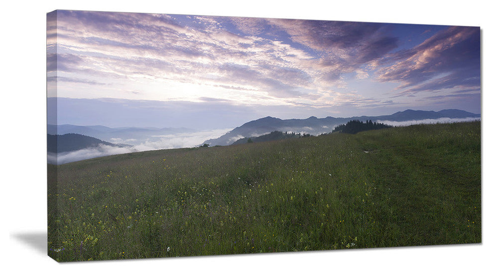 Mountain Plateau at Evening, Landscape Canvas Art Print, 60"x28"