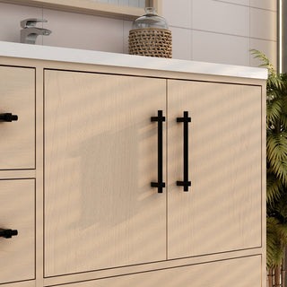 Victoria 42" Solid Wood Bath Vanity Left Side Drawers, Yellow Oak