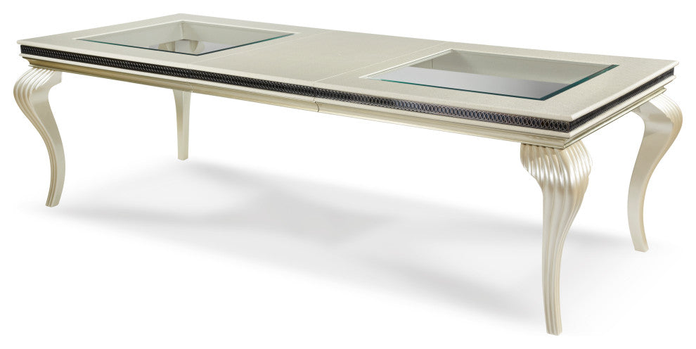 Hollywood Swank Rectangular Dining Table - Pearl Caviar
