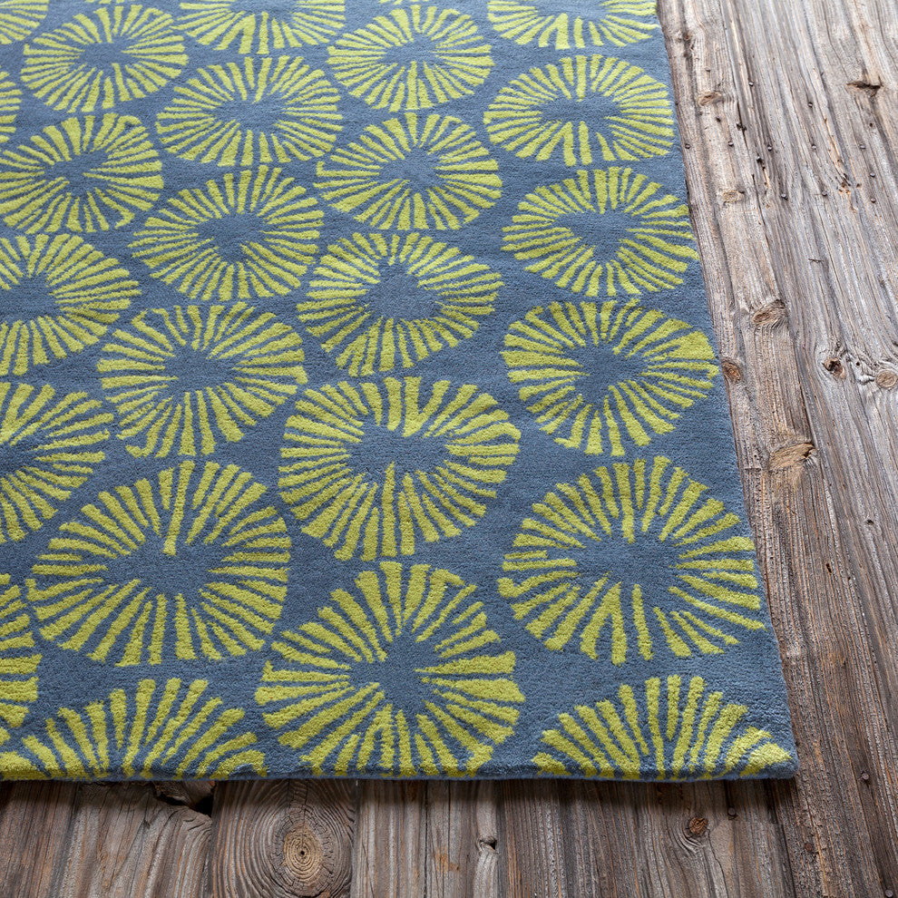 Stella Contemporary Area Rug, Gray and Green, 8''x10''