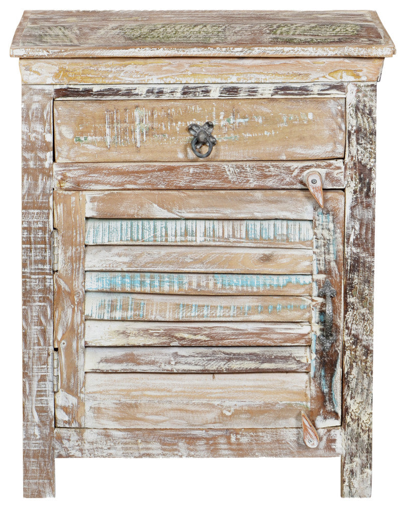 Cassidy 1-Drawer 1-Door Shutter Nightstand, White, Left
