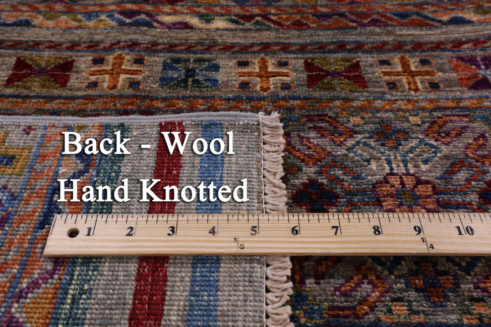 6' 7" X 9' 8" Super Kazak Khorjin Handmade Wool Rug - Q12300