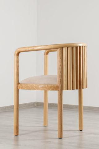 Alton Dining Chair, Ash Wood, Beige Material