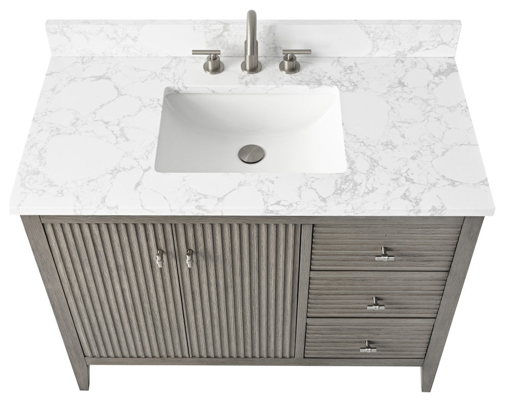 Vanity Art Freestanding Vanity, Driftwood Gray, 42", Single Sink, Brushed Nickel