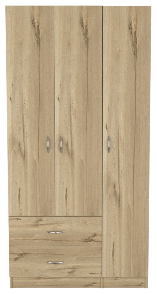 Three Door Armoire Clark, Bedroom, Light Oak / Black