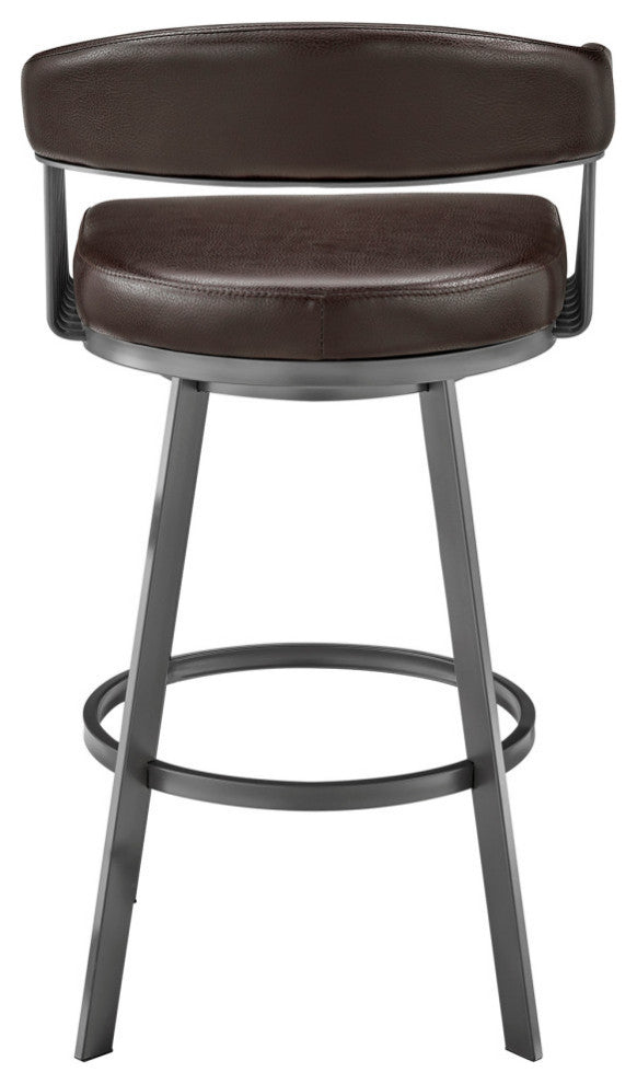 Chelsea 30" Swivel Bar Stool, Java Brown Finish and Chocolate Faux Leather