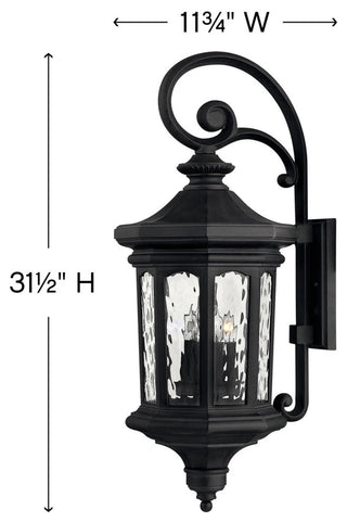Hinkley Raley Large Wall Mount Lantern, Museum Black