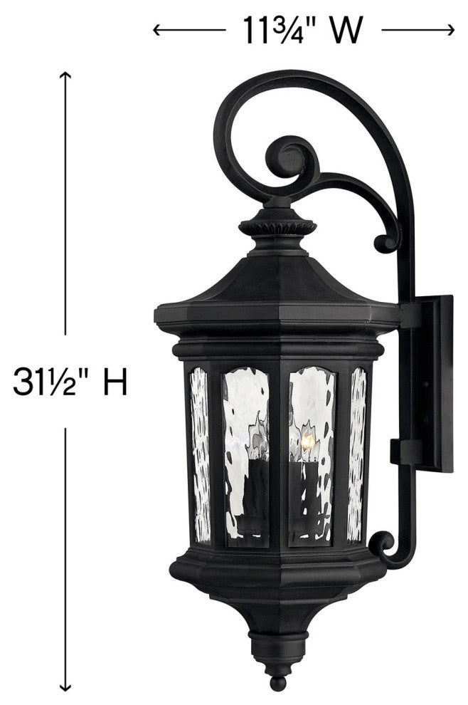 Hinkley Raley Large Wall Mount Lantern, Museum Black