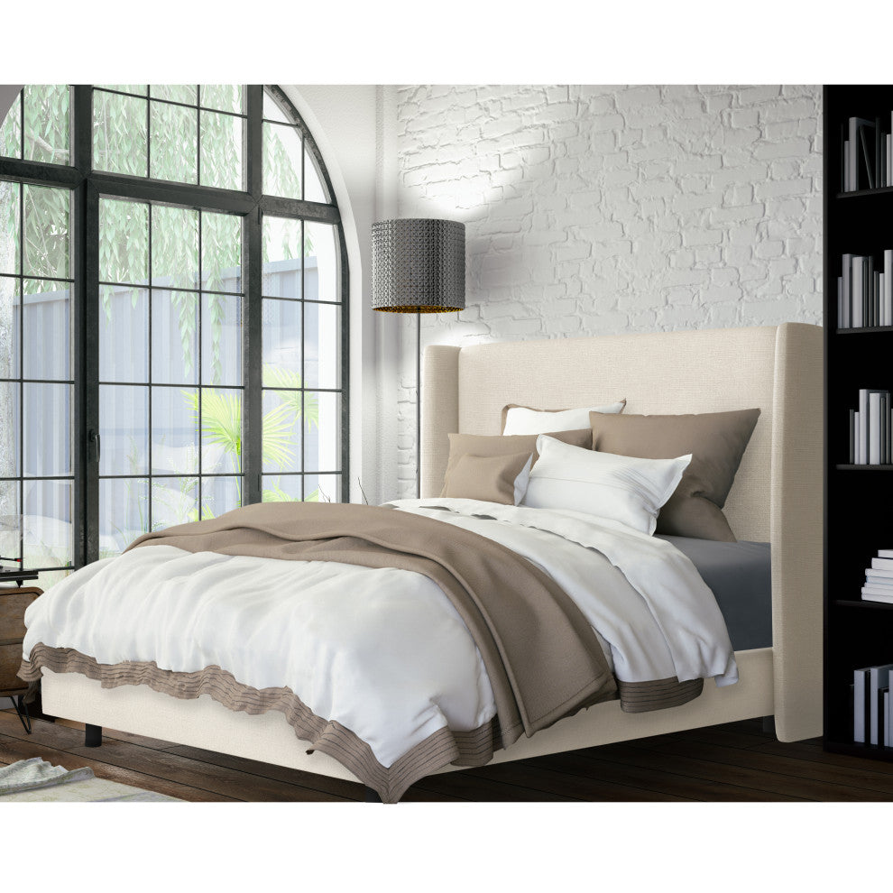 Maxwell Wingback Bed, Linen Talc, California King
