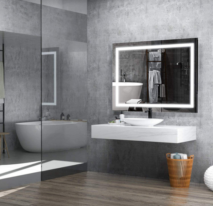 Anti-Fog Dimmable Multi-Color Inductive Touch LED Bathroom Mirror, 48x36 Inch