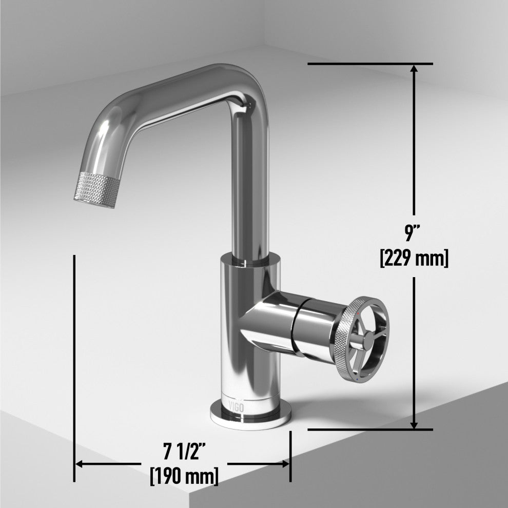 VIGO Cass 9" H Single Handle Single Hole Bathroom Faucet, Chrome, Without Extras