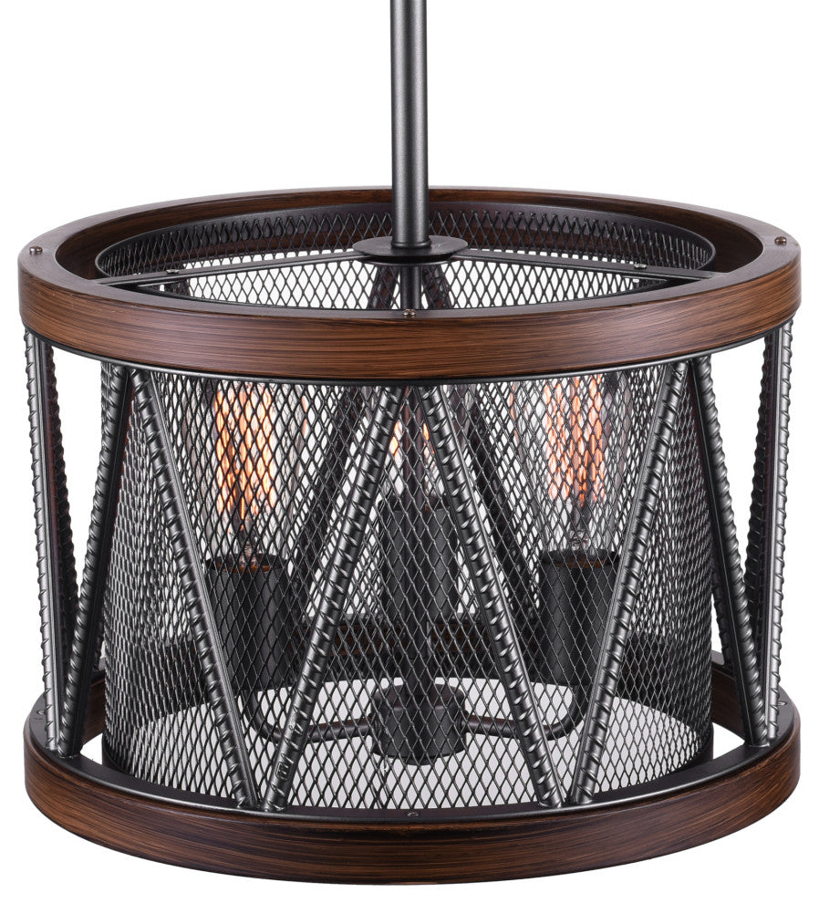Parsh 3 Light Drum Shade Chandelier With Pewter Finish