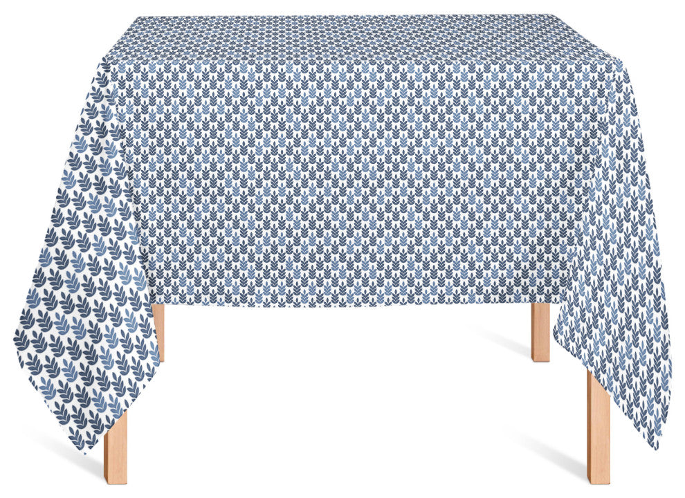 Navy Leaf Pattern 58x58 Tablecloth