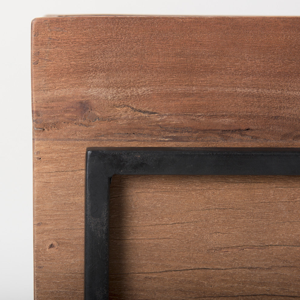 Jadine Set of 2 Medium Brown Wood With Black Metal Rectangle Frames