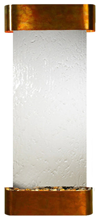 Inspiration Falls Water Fountain, Silver Mirror, Rustic Copper, Round