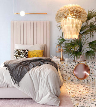 TOV Furniture Arabelle Blush Velvet Bed in Twin