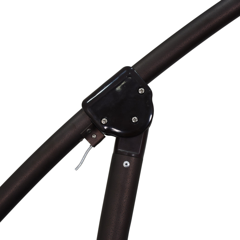 9' Bronze Cantilever Crank Lift 360-Rotation Aluminum Umbrella, Sunbrella, Macaw