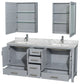 Wyndham WCS141472DGYCMUNSMED 72" Vanity in Gray + Carrera Marble and Square Sin