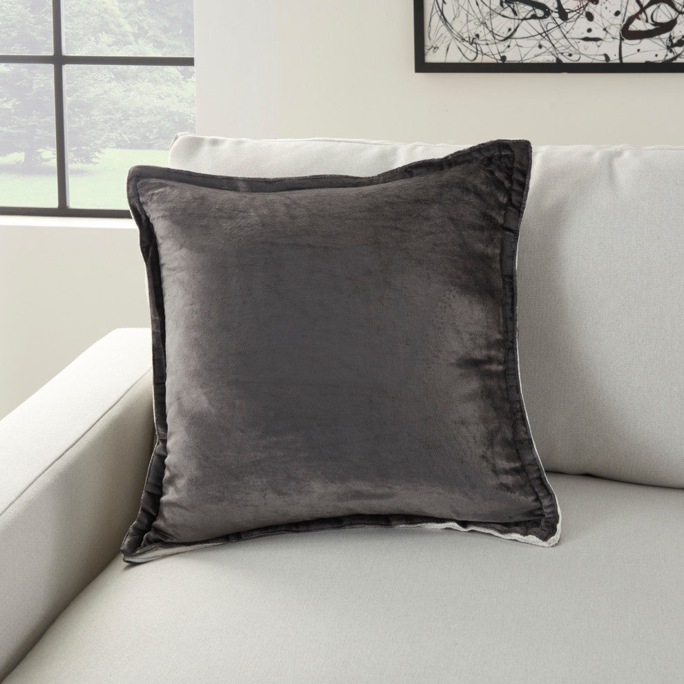 Mina Victory RC990 Throw Pillow, Charcoal, 20" X 20"