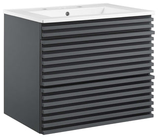 Render 24" Wall-Mount Bathroom Vanity, Gray White