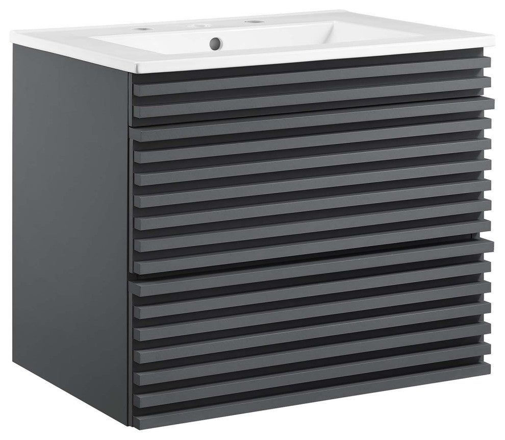 Render 24" Wall-Mount Bathroom Vanity, Gray White