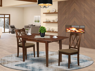 3Pc Dinette Set, Rectangular Table, Butterfly Leaf, Mahogany Finish