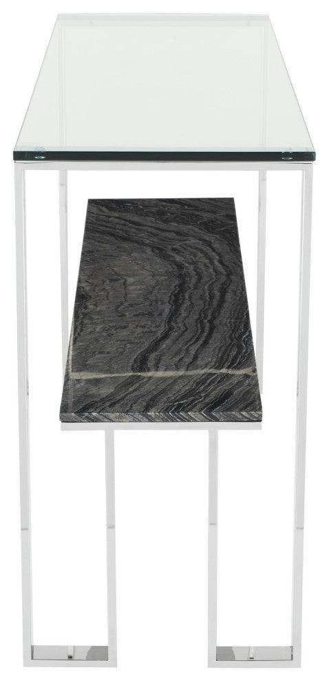 Marble Console Table, Glass Top Console Table, Modern Entryway Table, Black