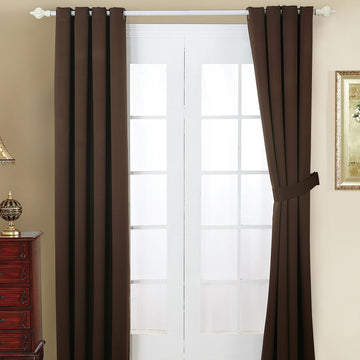 Serenta Black Out Curtains 4 Piece Sets, Chocolate, 54" X 63"
