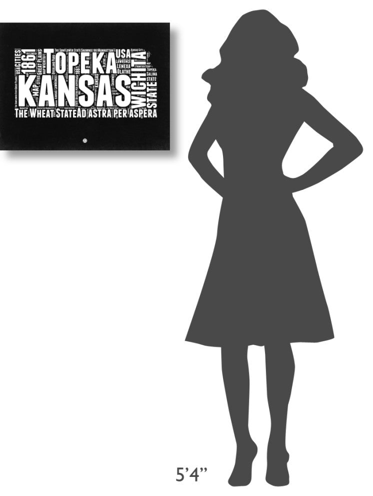 "Kansas Black and White Map" Fine Art Print