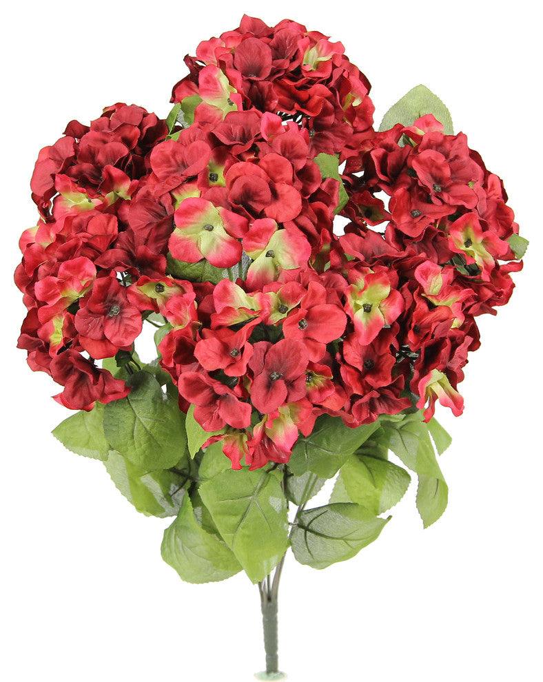 Admired By Nature 7-Stem Artificial Full Blooming Stain Hydrangea, Cranberry