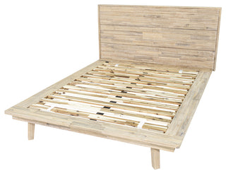 Gia Acacia Wood Panel Bed, Light Brown, Queen
