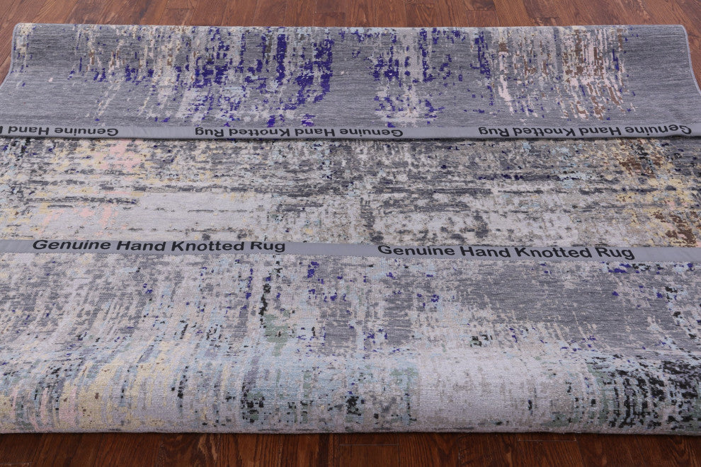 8' 1" X 9' 10" Abstract Wool & Silk Handmade Rug - Q13691