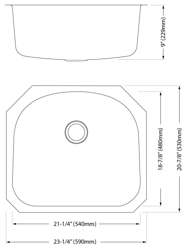 Blue Ocean 23 1/4" KSS861 16 Gauge Stainless Steel Undermount Kitchen Sink