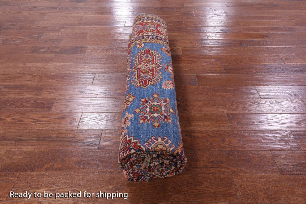 8' 10" X 12' 5" Geometric Super Kazak Handmade Wool Rug Q9525