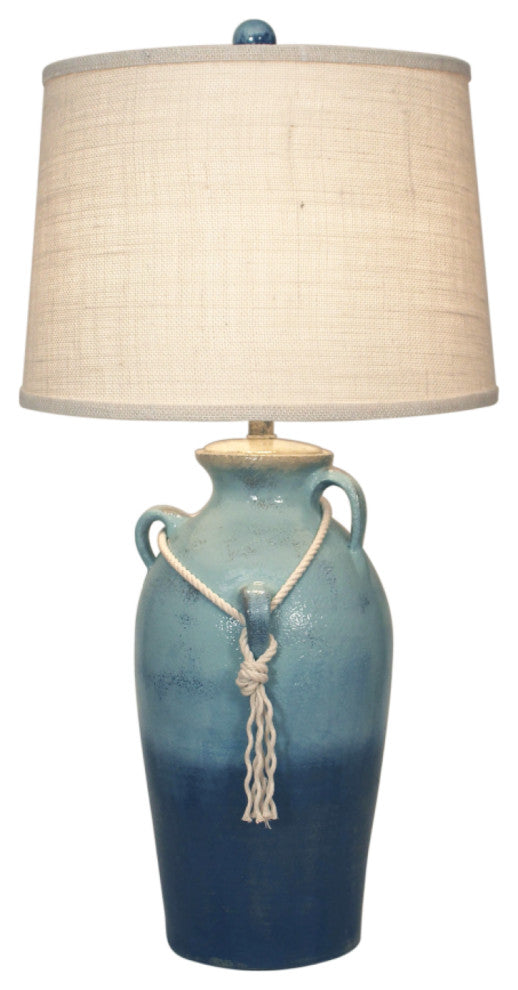 Bahama 3-Handle Jug Table Lamp With White Rope
