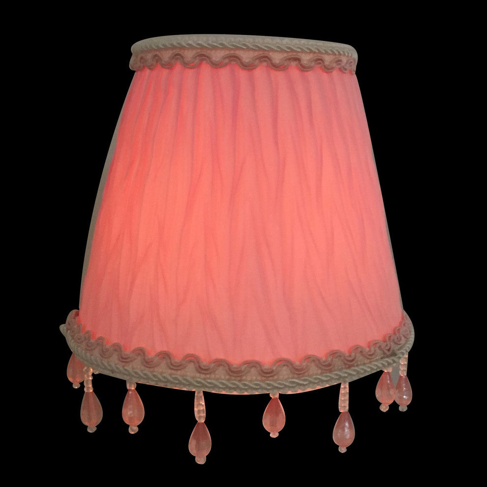 5" Ruche Pleated Empire, Pink, Clip-On Chandelier Shade, 3"x5"x4.5, Single