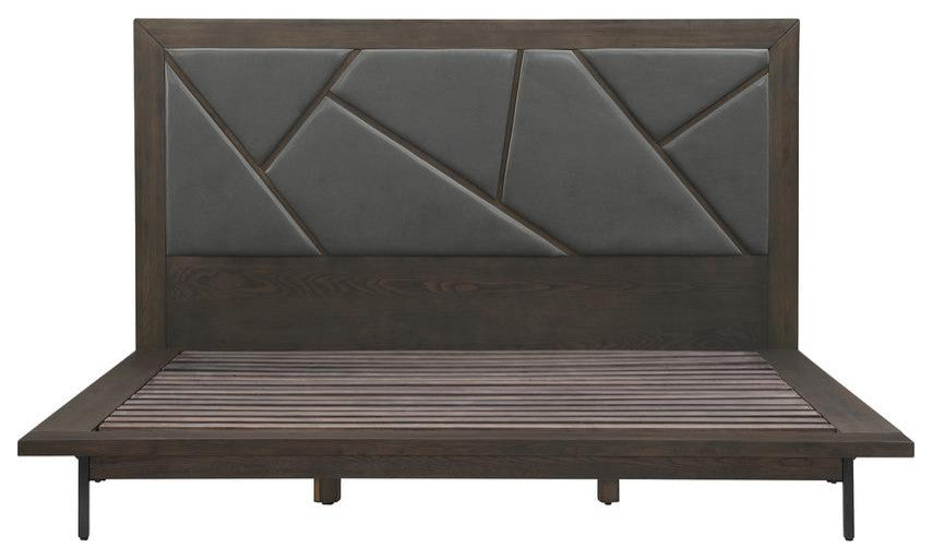 Marquis 4 Piece King Size Platform Bed Frame Bedroom Set in Oak Wood with...