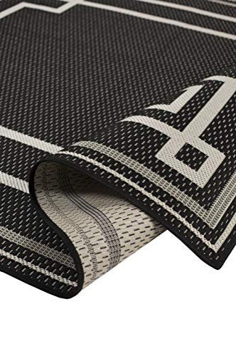 Outdoor Collection Oriental Area Rug - UV Safe Rug, Black, 5'3"x7'6"