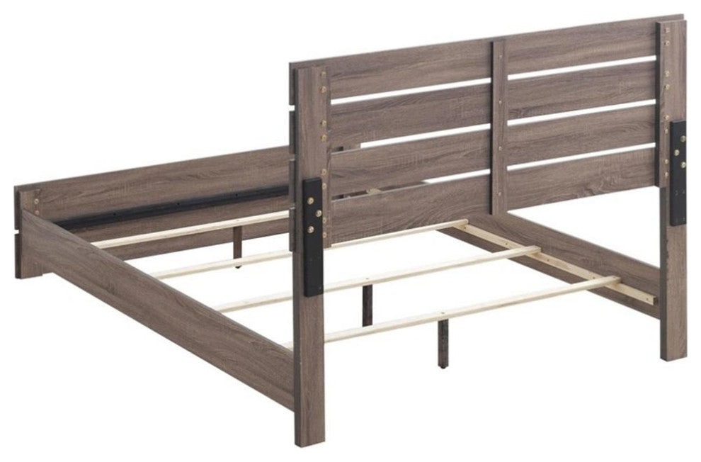 Coaster Brantford Farmhouse Wood Queen Panel Bed in Barrel Oak